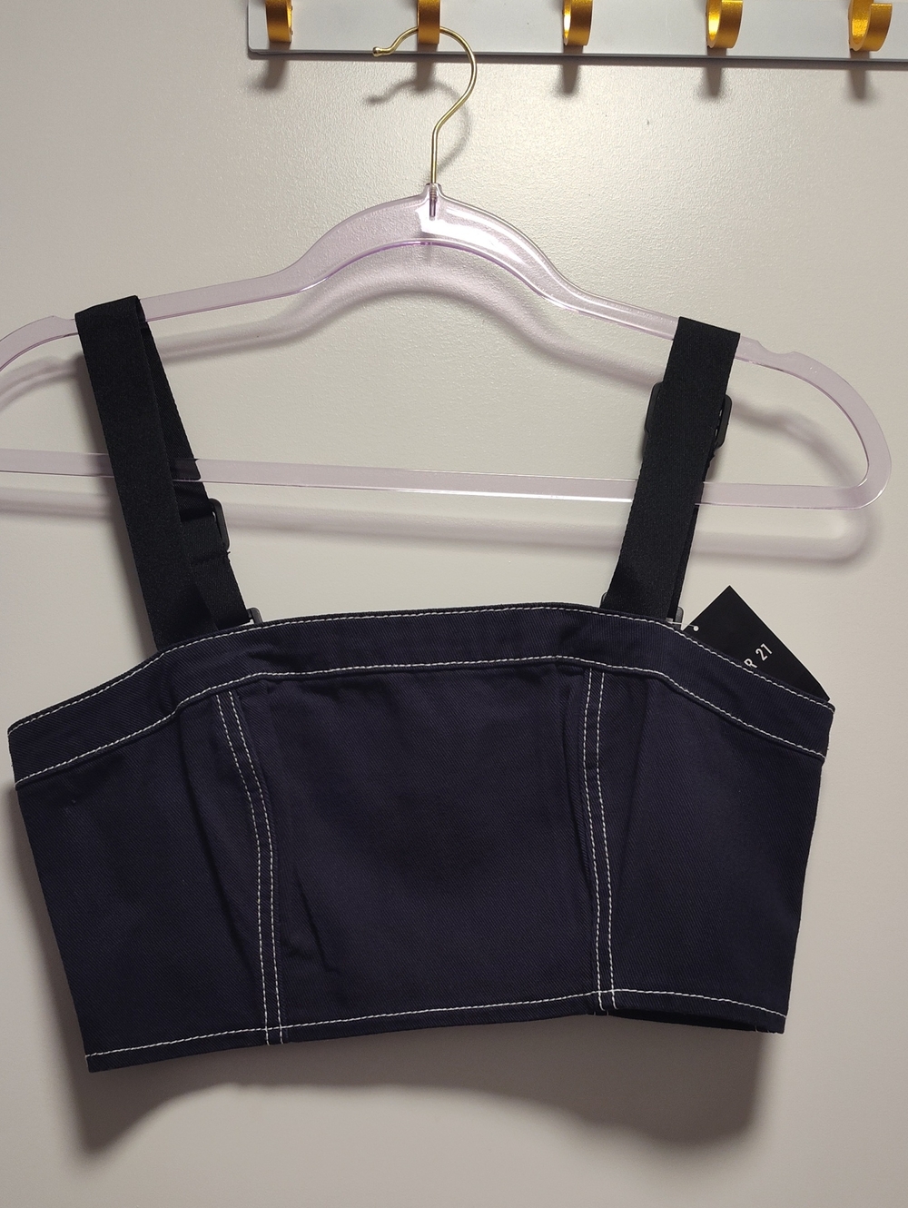 Forever 21 Cropped Denim Bra Top In Navy Blue 💙